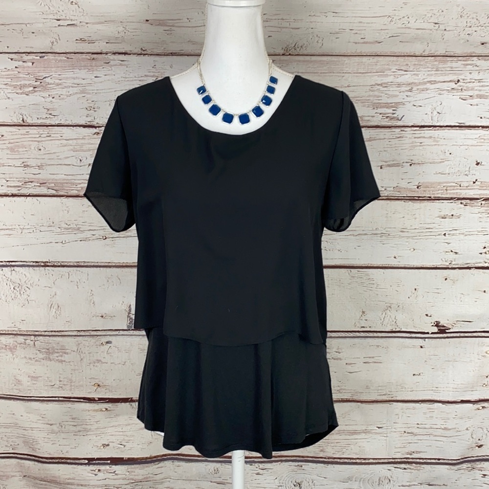 Metaphor Black Layered Blouse Medium